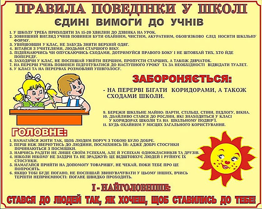 Правила поведінки у школі